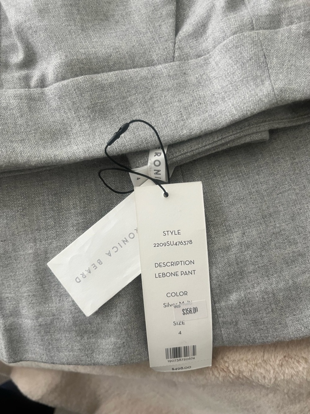 Veronica Beard Silver Gray High-Waist Wide-Leg Trousers - Picture 2 of 5